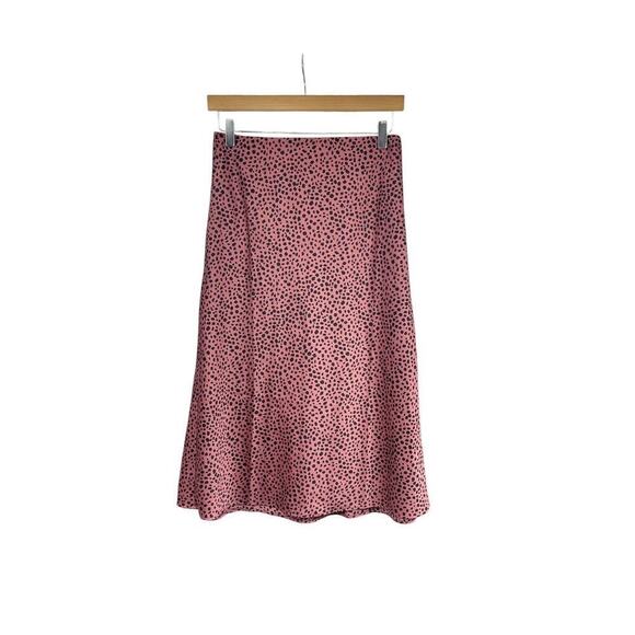 Loft Pull On Elastic Waist Satin Skirt Cheetah Leopard Brown Black Womens Small - Picture 1 of 6